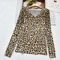 Spring and Summer new women's Modal comfortable stretch long-sleeved T-shirt home wear top with a heart collar and large base layer thumbnail 5