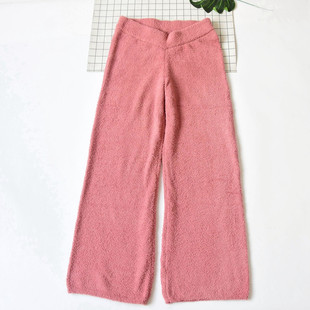 外单秋冬新款女士软绵绵半边绒睡裤宽松保暖大码长裤珊瑚绒家居裤