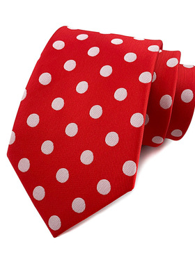 8cm红色波圆点商务正装商务领带男士女深蓝色职业新郎结婚Tie黑棕