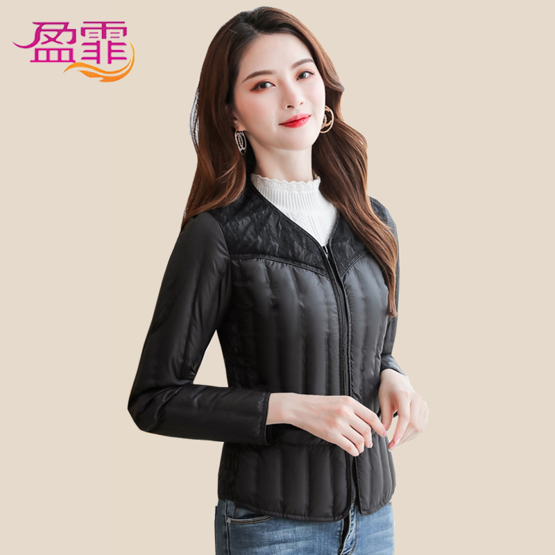 盈霏短款V领拉链羽绒服内胆女