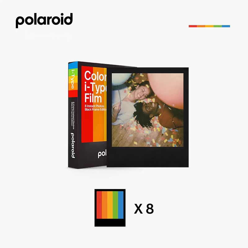 Polaroid宝丽来i-Type胶片黑框彩色拍立得胶片相机相纸礼物8张