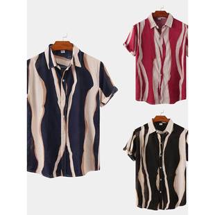 男士 休闲短袖 39;s 2025夏季 Men& 新品 衬衫 外贸男装 衬衣潮流美式