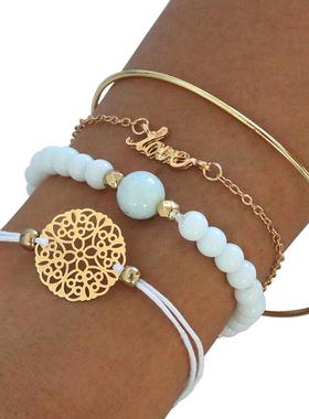 Bracelets English Letter Pendant 4 Piece Bracelet 欧美手链女