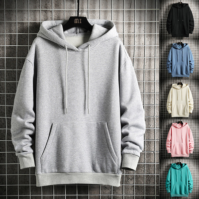 Men s Hoodie Streetwear Hip Hop Sweatshirts 情侣纯色连帽卫衣