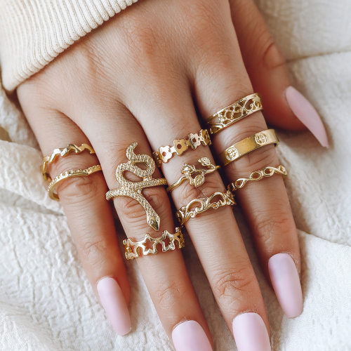 Bohemian Vintage Geometric Joint Ring women rings 女关节戒指