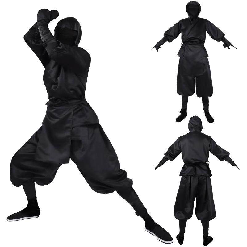 现货跨境热款万圣节演出服日本男士黑忍者cosplay套装ninja suit