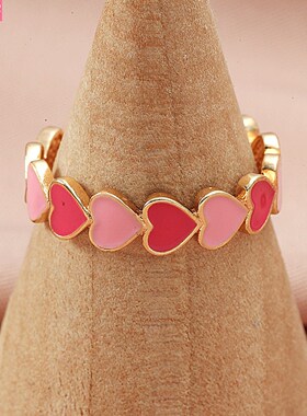 Hot sale student Simple girl peach heart pink ring jewelry潮