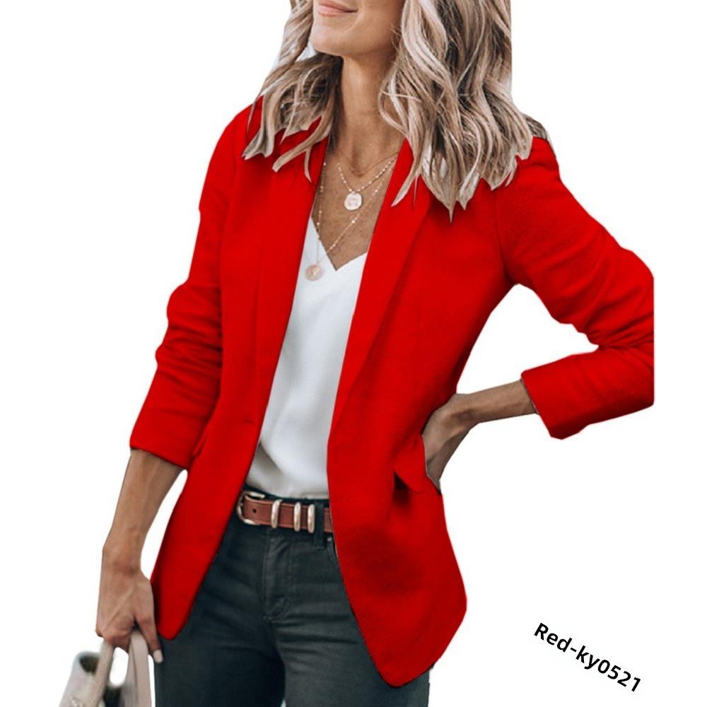 外贸纯色一粒扣英伦风欧美西装领上衣外套Women's suit jacket女