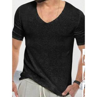 针织衫 欧美男装 短袖 新款 纯色休闲T恤上衣潮Men 2025夏季