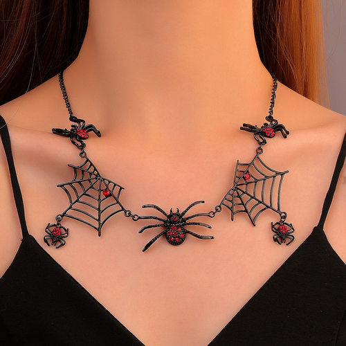 项链 clavicle chain Black Spider Web Necklace Halloween Gift