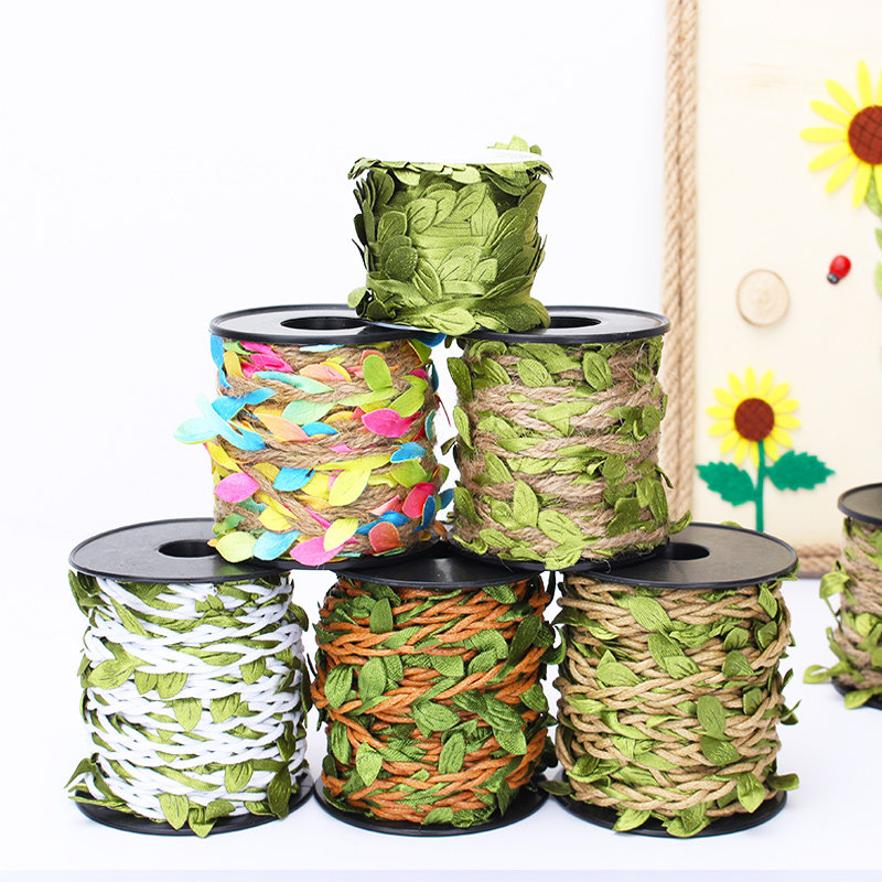 森系树叶麻绳藤条绿叶绳子手工制作diy瓶子材料装饰废物利用创意
