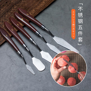 5件套巧克力抹刀 奶油小刮刀不锈钢蛋糕裱花抹平工具调色烘焙套装
