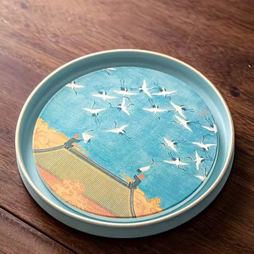 瑞鹤图吸水壶承陶瓷干泡台