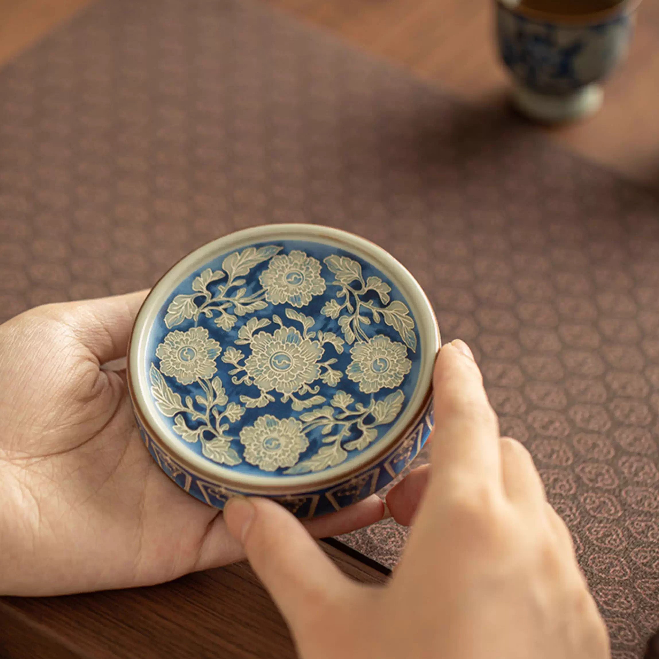 元青花盖置陶瓷防滑杯垫