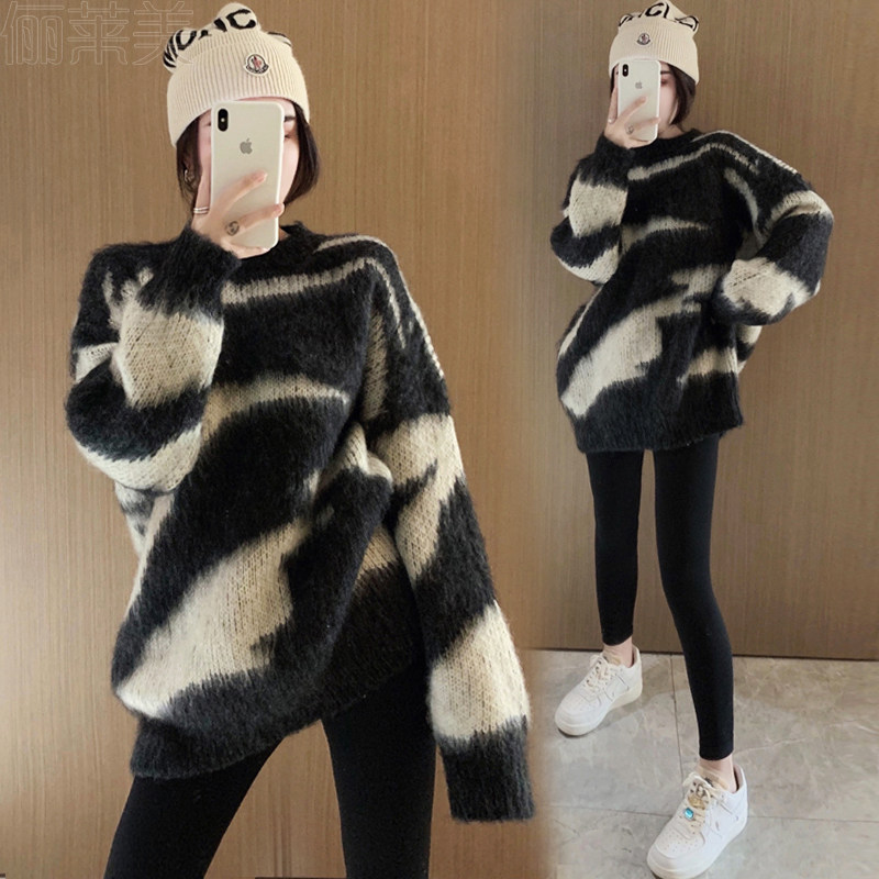 출산 가을 의류 세트 패셔너블한 인터넷 연예인 상의 가을 겨울 스웨터 중기 가을 대형 이너 레이어드 셔츠