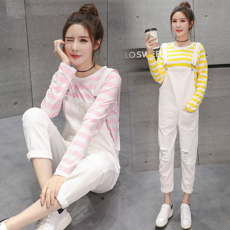 임산부 봄 가을 의류 세트 세련된 임신 어머니 패션 긴팔 느슨한 임신 가을 겨울 작업복 투피스 세트