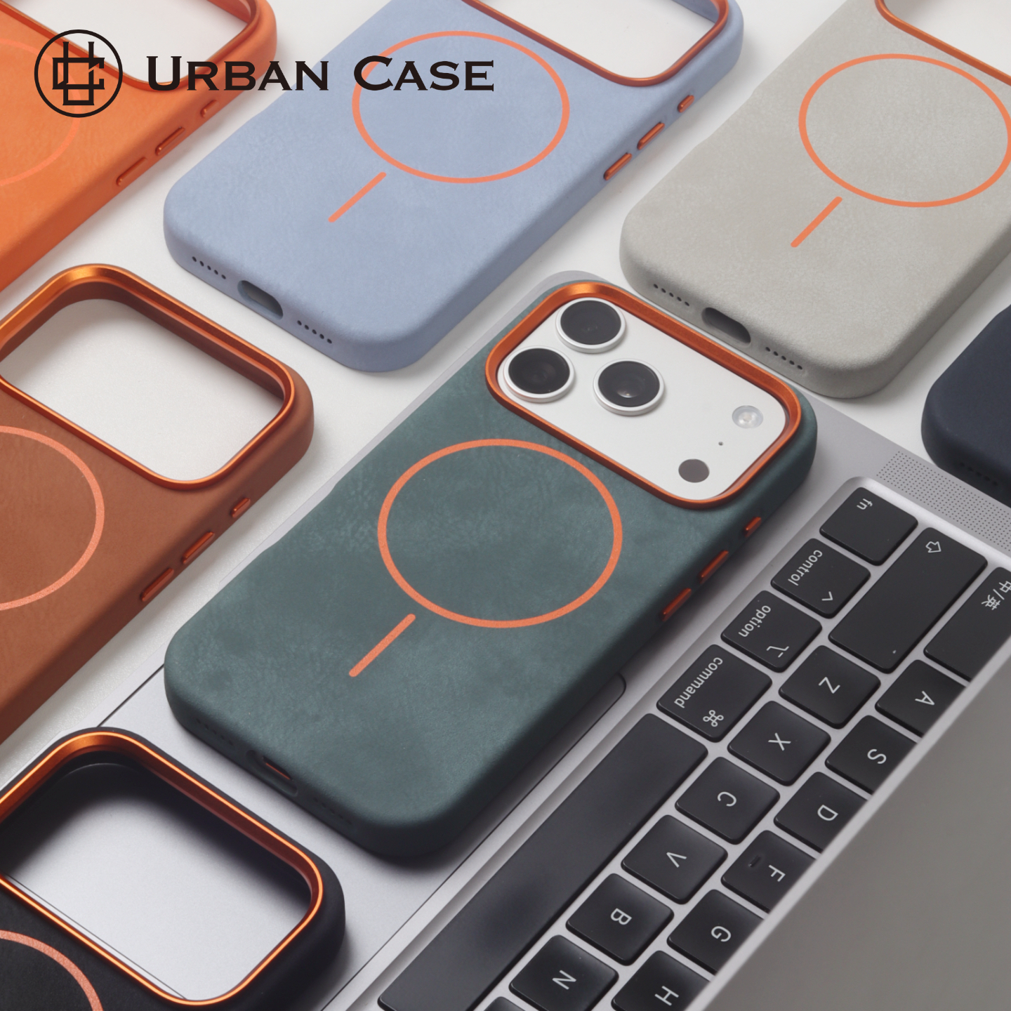 URBAN CASE适用于iPhone17promax皮料商务磁吸手机壳苹果16promax仿皮革撞色保护套防手汗放指纹耐脏秋冬款