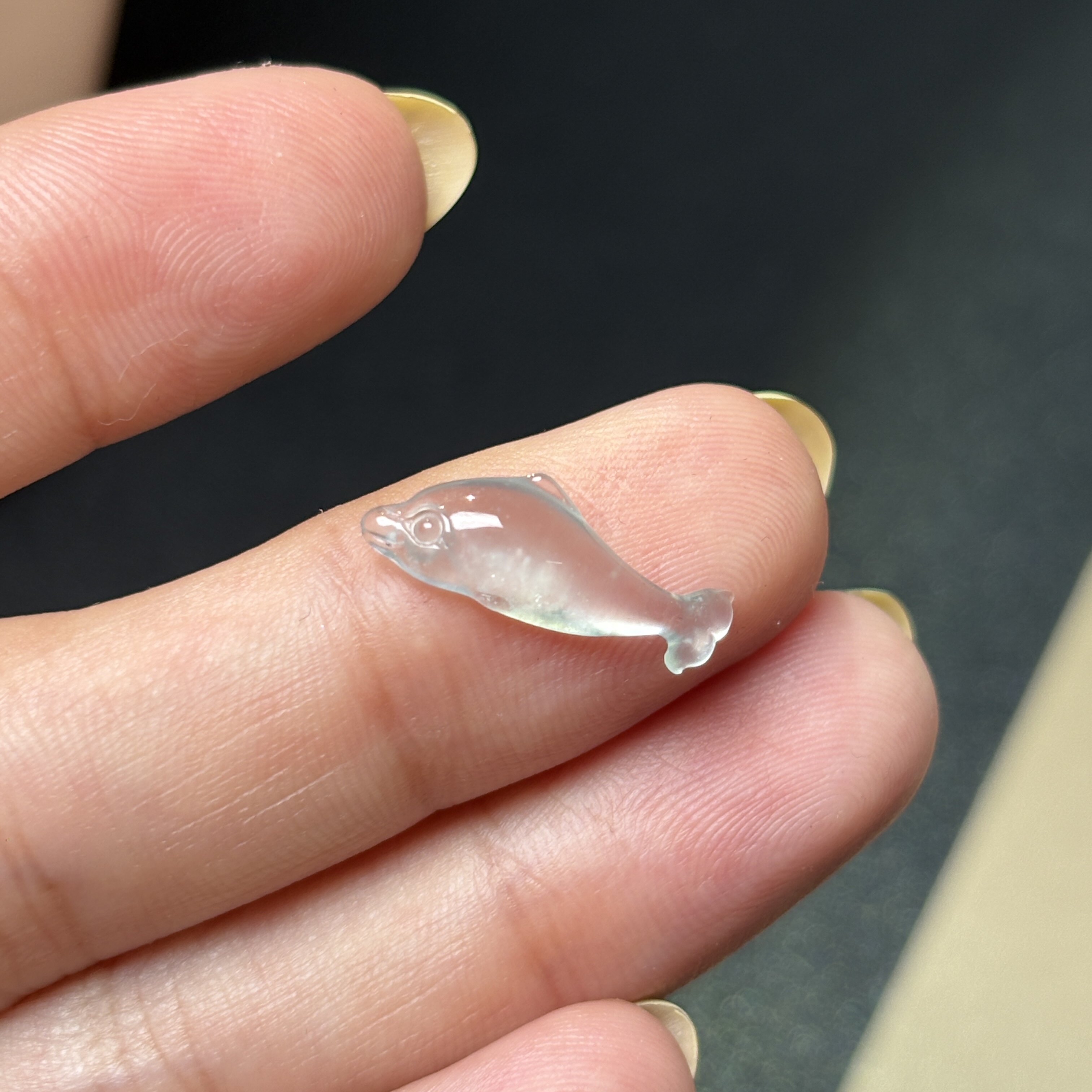 特价天然缅料A货高冰种起光海豚裸石 玉石年年有鱼提溜戒指碎骨链