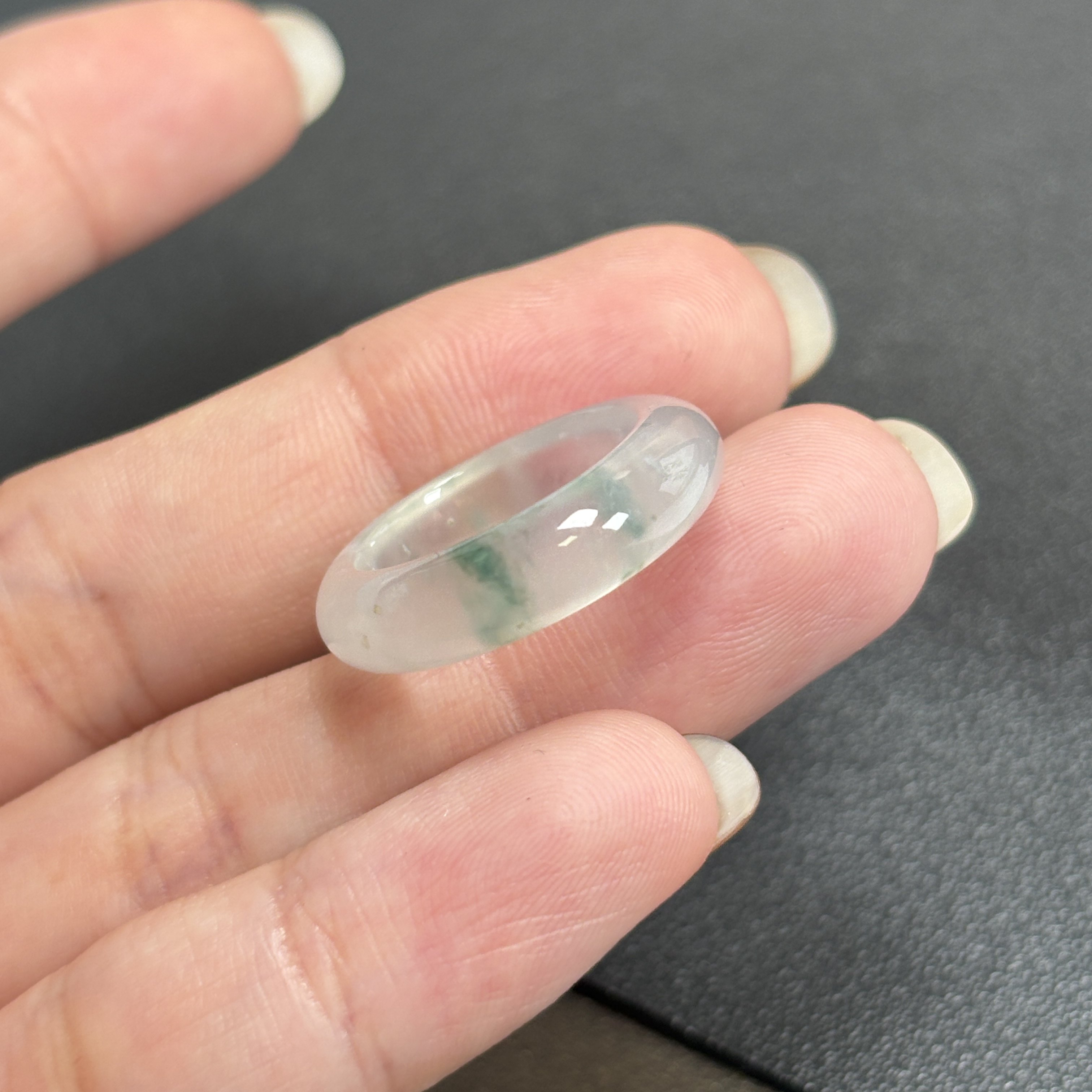 A货高冰种起光飘绿花戒圈指环戒指缅甸翡翠A货天然保真正品玉戒指