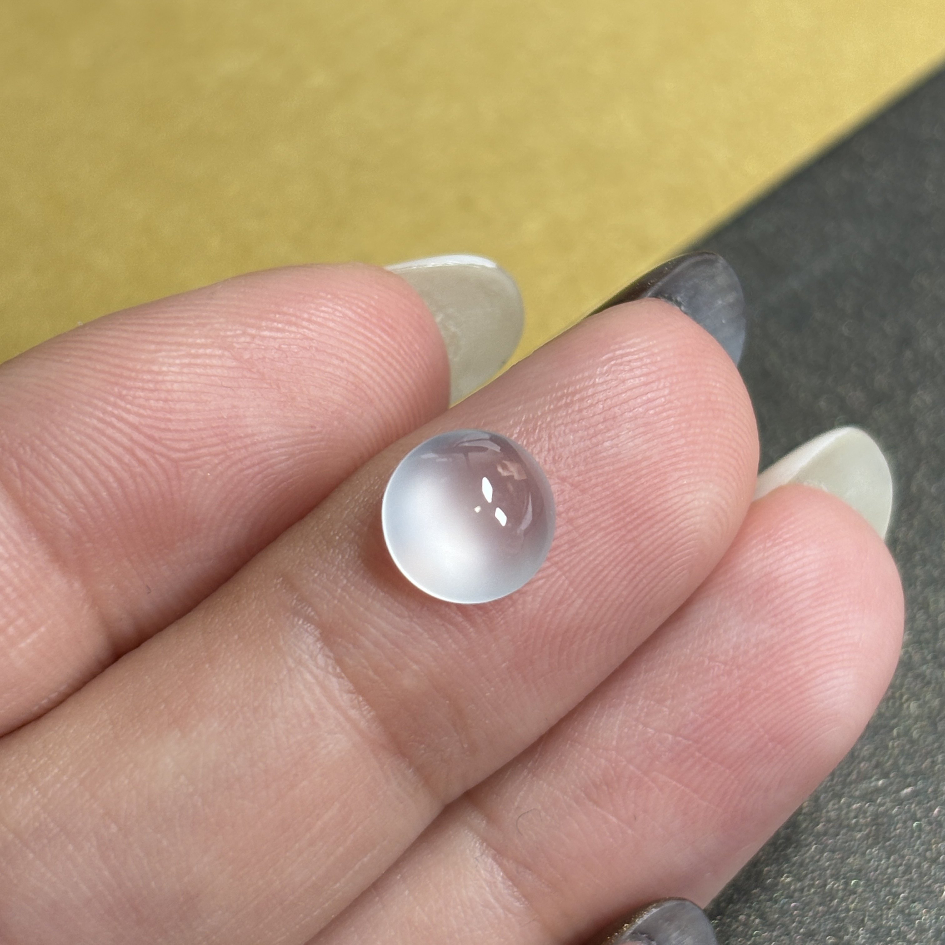 缅甸天然A货翡翠高冰种起光白冰蛋面裸石白冰戒面戒指新年礼物