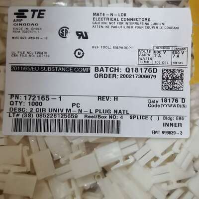 172165-1  TE AMP接插件 2pin 塑壳 胶壳 接插件 连接器热卖现货