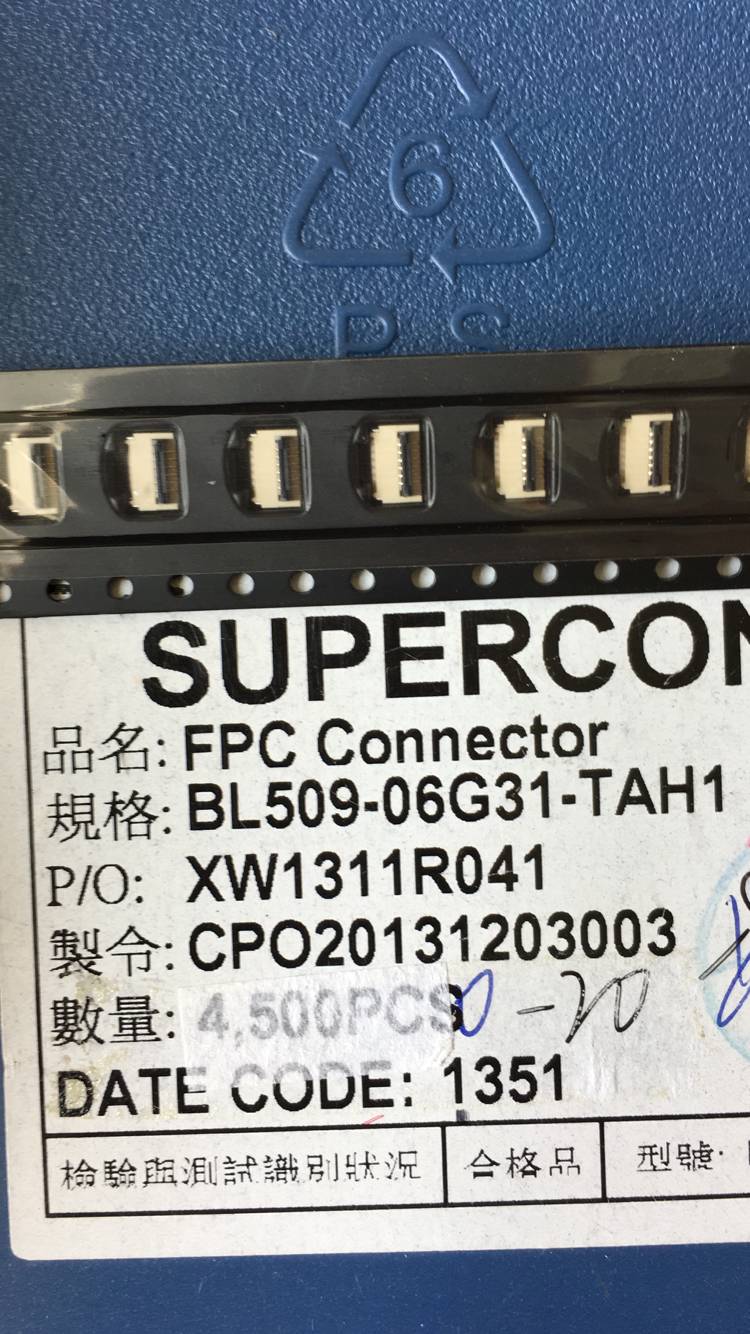 SCG/日慎 FPC连接器 BL509-06G31-TAH1 0.5mm 6Pin 后翻盖连接器