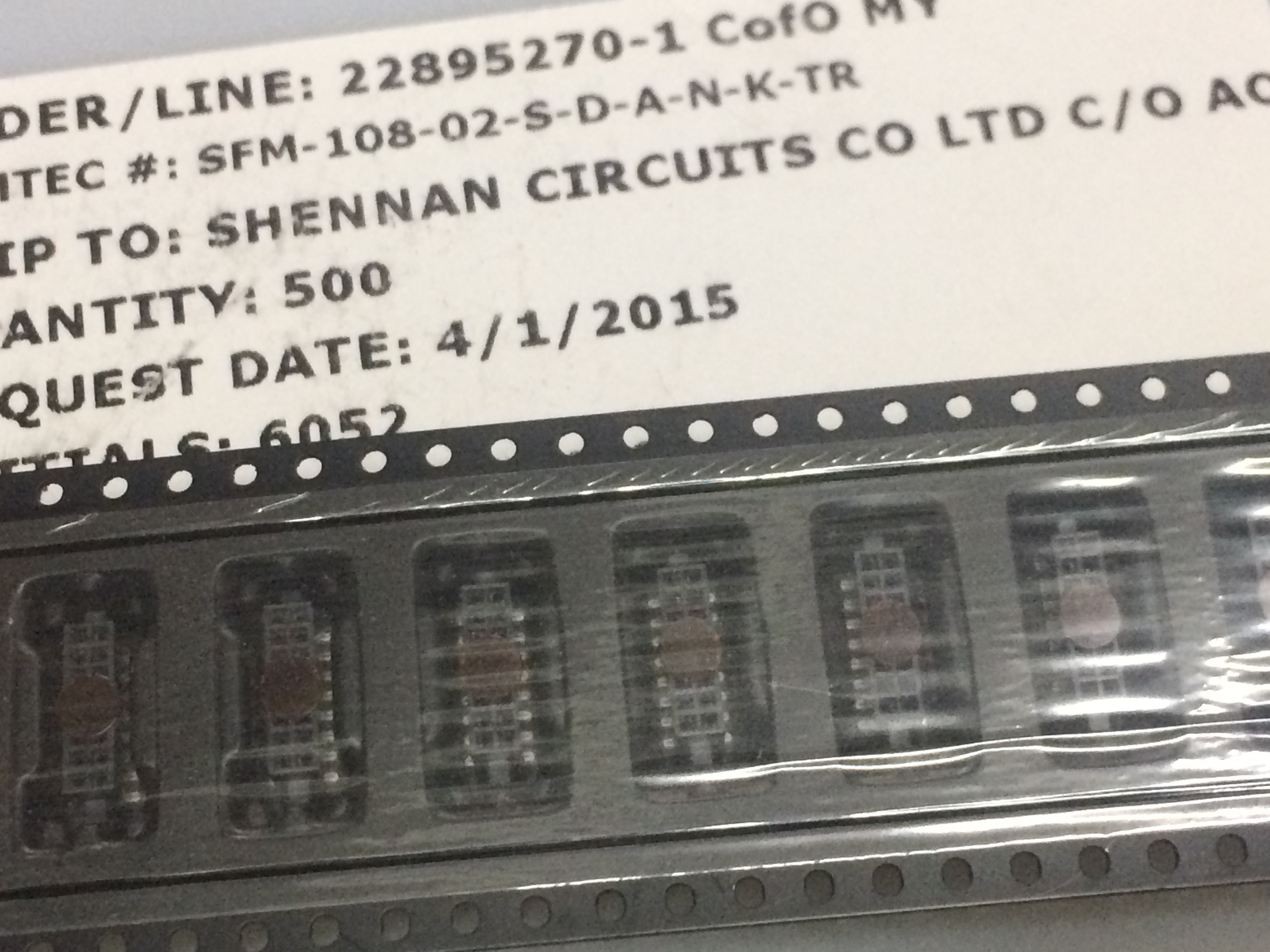 Samtec/申泰SFM-108-02-S-D-A-N-K-TR 连接器 2MM 原装 现货