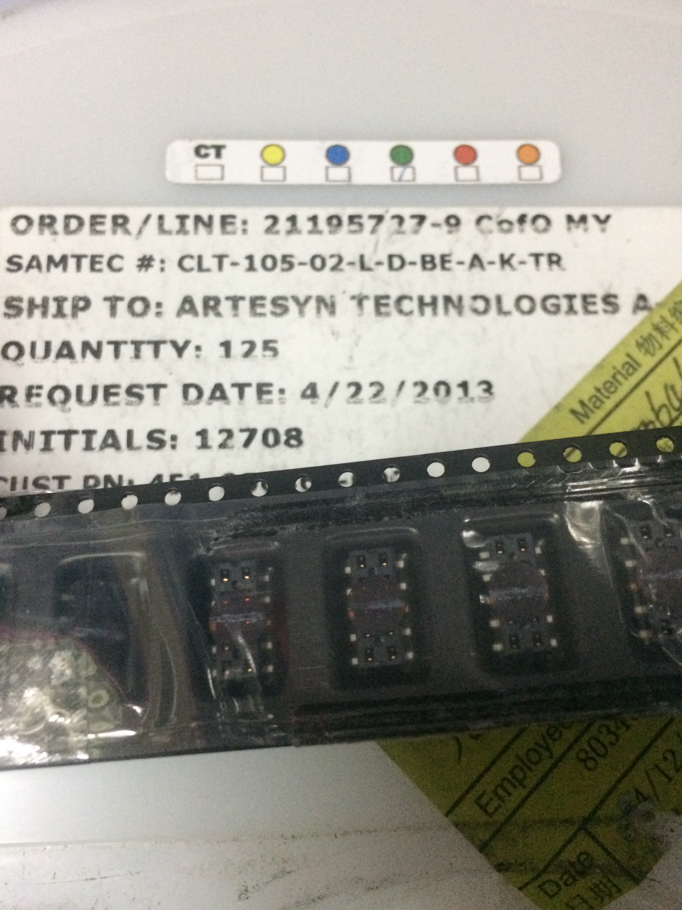 Samtec/申泰CLT-105-02-L-D-BE-A-K-TR 连接器 2MM 原装 现货