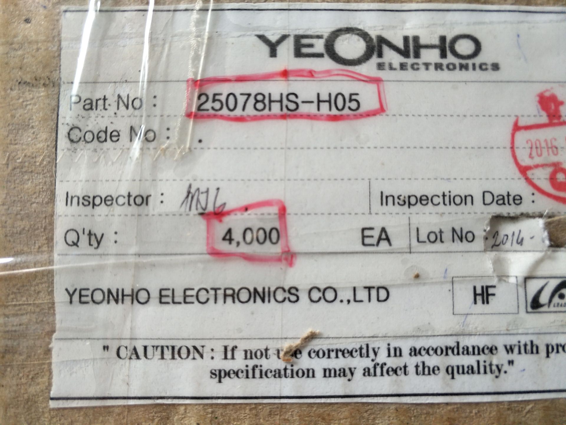 YEONHO/然湖连接器25078HS-H05 PIC进口连接器 原装 公司现货