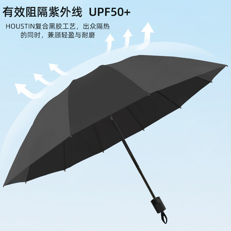 【新品特价】遮掩防晒晴雨两用黑胶加固防紫外线遮阳折叠太阳伞