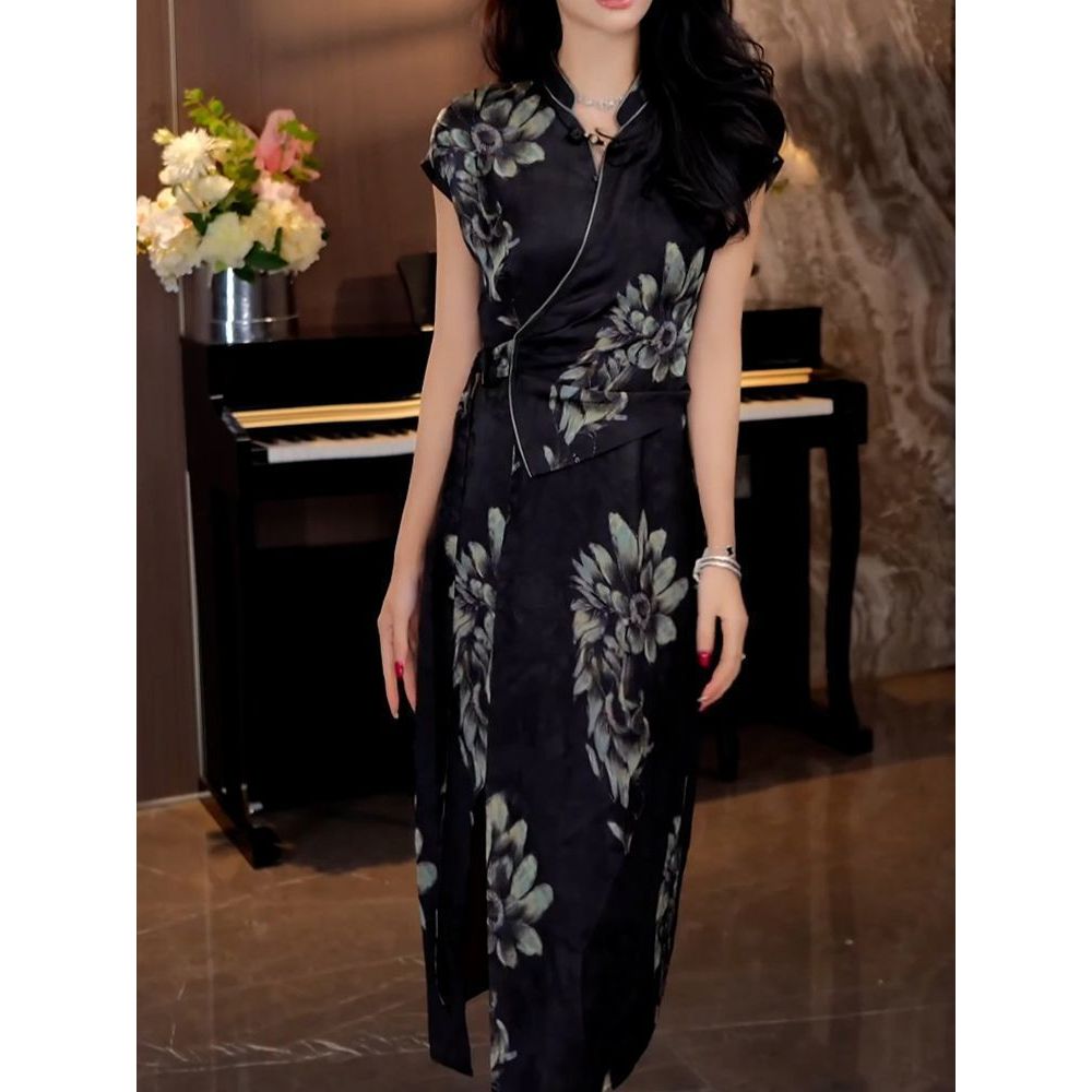 中式改良国风旗袍连衣裙女2025夏季新款高级感气质收腰显瘦A字裙