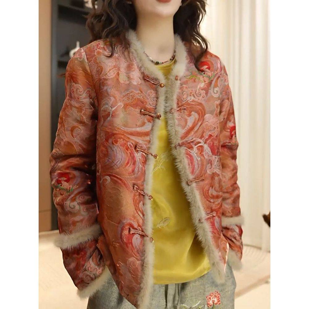 中式盘扣提花复古棉服外套2025冬季新款时尚洋气国风保暖棉袄棉衣,女装/女士精品,棉衣/棉服,淘宝优惠券,粉丝福利购,淘宝优惠卷