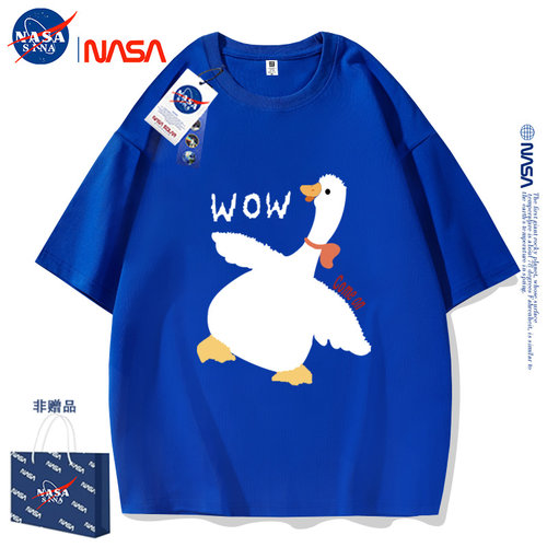 NASA联名克莱因蓝短袖2024新款夏季t恤男女ins超火宽松可爱体恤