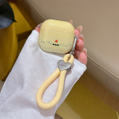 小清新奶黄色草莓适用airpods4代无线蓝牙耳机保护套新3代airpodspro3耳机套二代三代苹果airpodspro2女