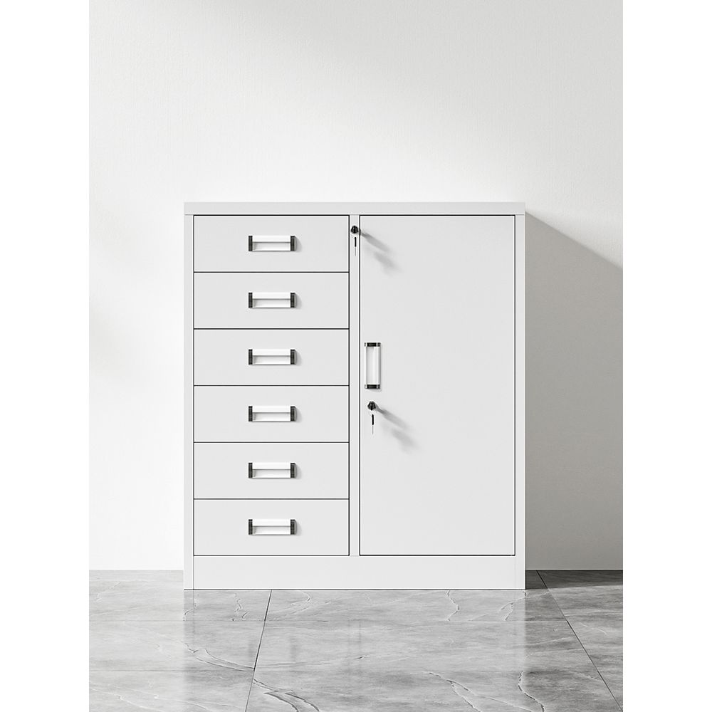 办公室文件柜收纳柜桌边抽屉置物柜带锁小柜子多斗矮柜铁皮储物柜