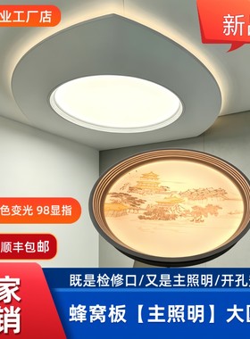 蜂窝板专用主照明大圆灯客厅卧室灯吸顶灯嵌入式检修口LED平板灯