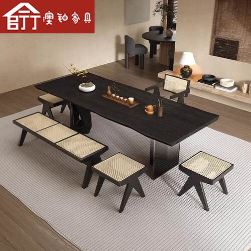 澳茶桌实木办公室大板泡茶桌用侘寂家风茶台板大整PUJ板喝茶的铂