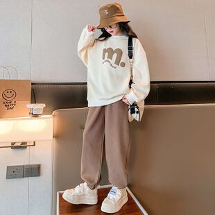 女童套装2025春秋季新款儿童时尚洋气秋装宽松卫衣卫裤两件套