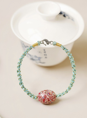 大漆 原创筱虹16x20mm木质佛珠女文玩手链念珠原创设计民族风送礼