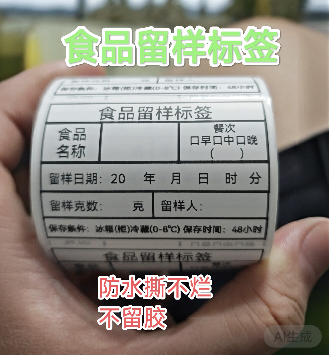 食品留样标签幼儿园酒店厨房物料带留样克数贴纸食堂留样盒不干胶