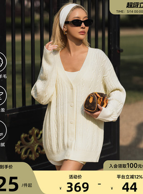 Aria Leisure 运动休闲套装女宽松长袖上衣针织开衫外套三分短裤