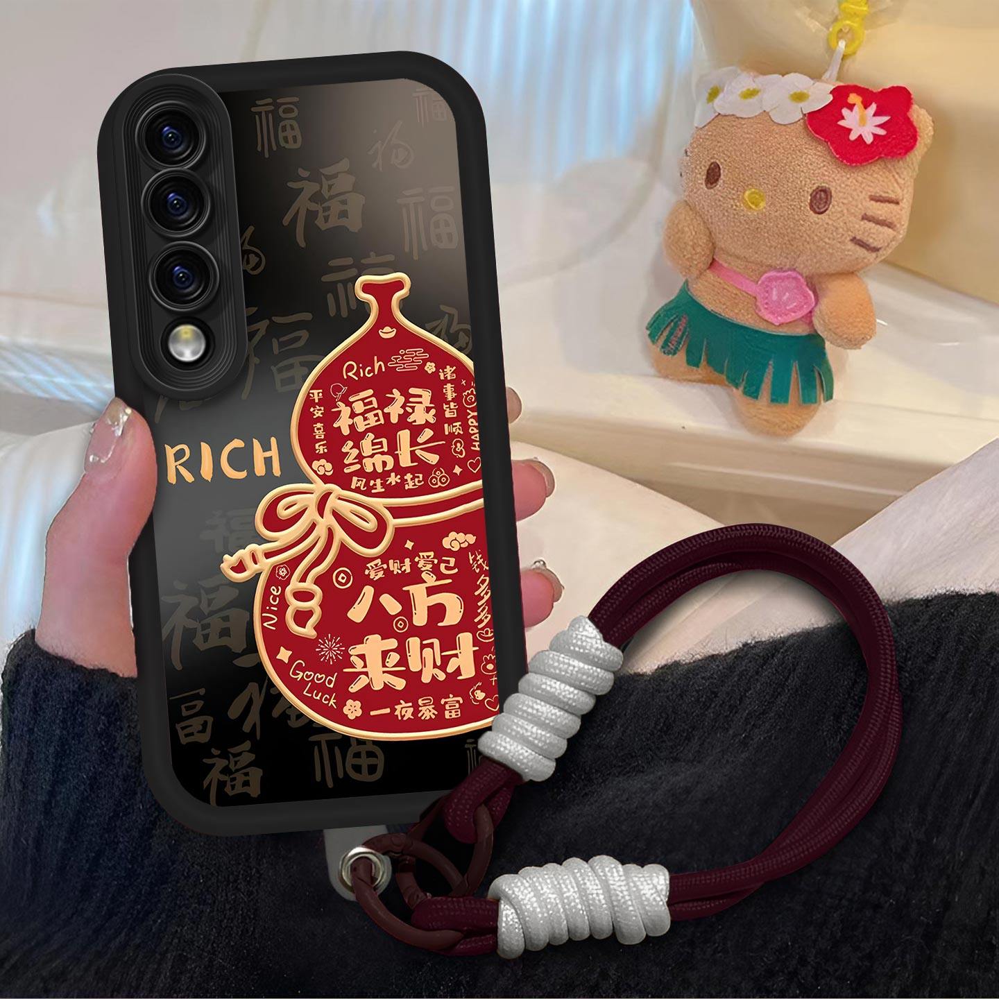 八方来财适用荣耀90手机壳荣耀90Pro镜头全包保护套REAAN00中国风气囊防摔软壳高级感文字REP-AN00新款手机套