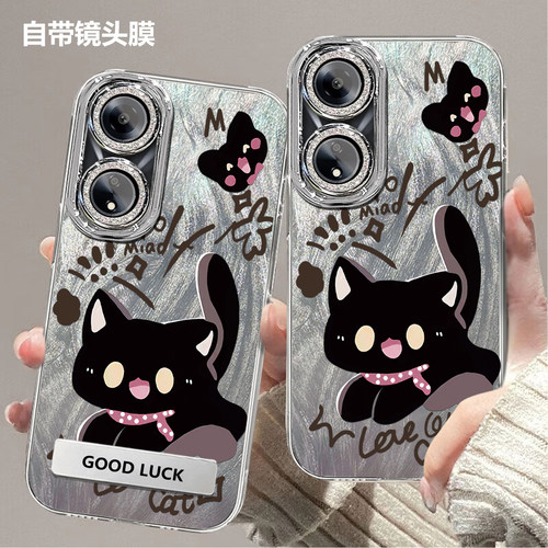 带镜头膜适用OPPO A1活力版手机壳A1x全包PHJ110可爱猫咪高颜值防摔硬壳高级感保护套轻奢软边创意新款手机套
