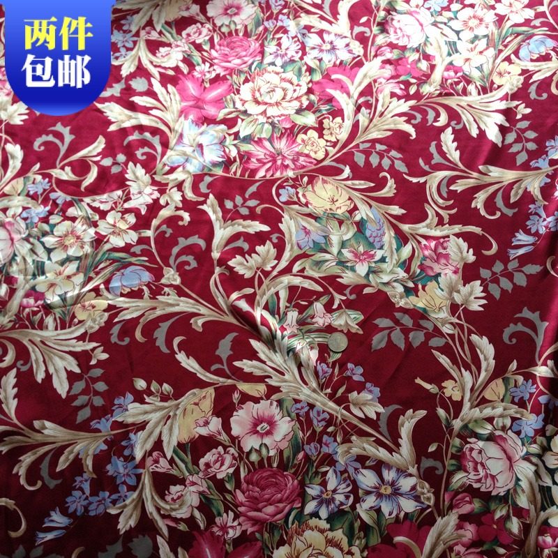 仿真丝丝绸面料 服装睡衣连衣裙布料旗袍布料/旗袍面料 色丁印花