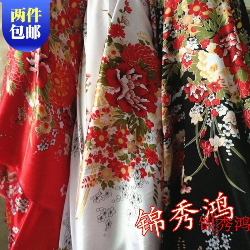 仿真丝丝绸面料 服装睡衣连衣裙布料旗袍布料/旗袍面料 色丁印花