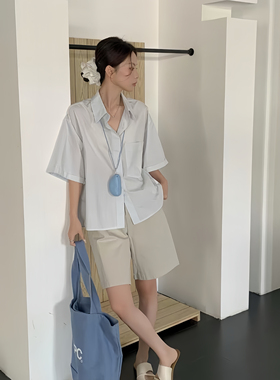 NN | 2025新款百搭短袖衬衫女高级感小众设计感上衣显瘦衬衣