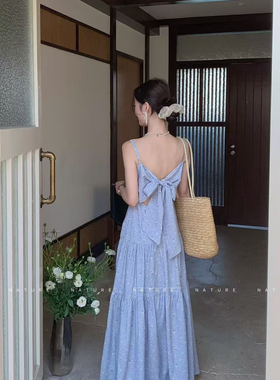 NN | 2025新款韩版海岛绝美显瘦设计感长款连衣裙蝴蝶结