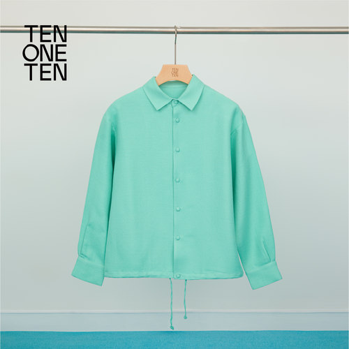 TEN ONE TEN 羊毛人字纹抽绳衬衫百搭男女同款