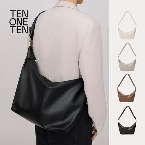 TEN ONE TEN/田文田实用的超大单肩斜跨手提手拿电脑包饺子包