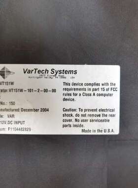VarTech Systems VT151W 触摸屏显示器，